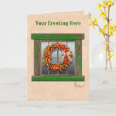 サウスウエストチリストラリース素朴グリーンウィンドウ カード (黄色い花)