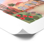 サウスウエストデザートカボスアドビハウスアートプリント ポスター (角)