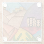 サウスウエストデザートサボスカラフルフォークアート ガラスコースター (裏面)