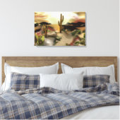 サウスウエストデザートサンライズ抽象芸術アート キャンバスプリント (インサイチュ (寝室))