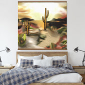 サウスウエストデザートサンライズ抽象芸術アート キャンバスプリント (インサイチュ (寝室))