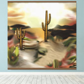 サウスウエストデザートサンライズ抽象芸術アート キャンバスプリント (インサイチュ (ウッドフロア))