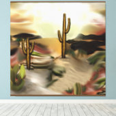 サウスウエストデザートサンライズ抽象芸術アート キャンバスプリント (インサイチュ (ウッドフロア))
