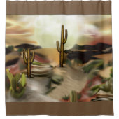 サウスウエストデザートサンライズ抽象芸術アート シャワーカーテン (正面)