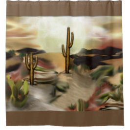 サウスウエストデザートサンライズ抽象芸術アート シャワーカーテン
