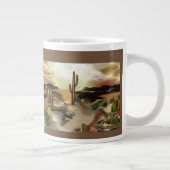 サウスウエストデザートサンライズ抽象芸術アート ジャンボコーヒーマグカップ (右)