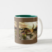 サウスウエストデザートサンライズ抽象芸術アート ツートーンマグカップ (正面右)