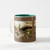 サウスウエストデザートサンライズ抽象芸術アート ツートーンマグカップ (正面左)