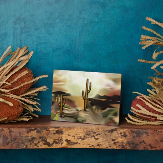 サウスウエストデザートサンライズ抽象芸術アート フォトプラーク (側面)