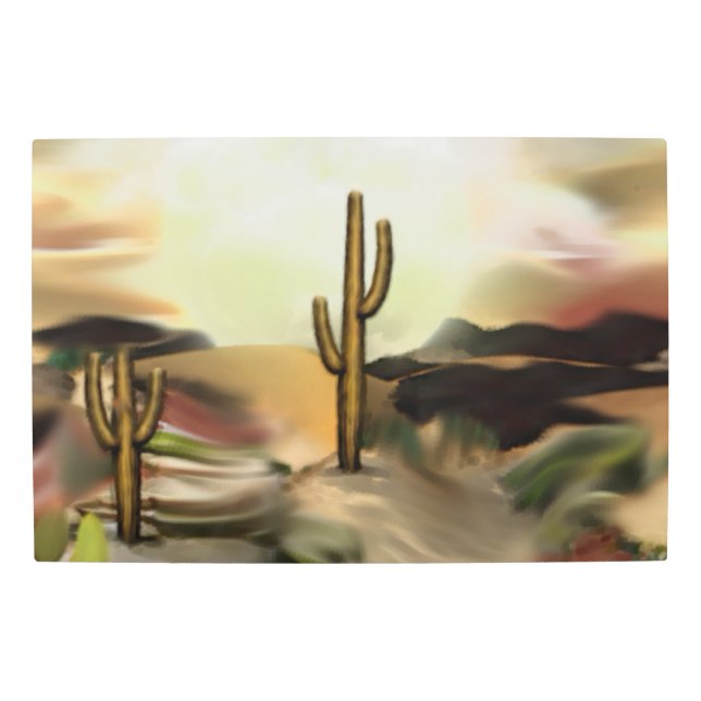 サウスウエストデザートサンライズ抽象芸術アート メタルプリント (正面)