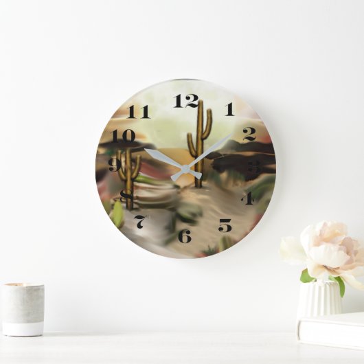 サウスウエストデザートサンライズ抽象芸術アート ラージ壁時計 (ホーム)