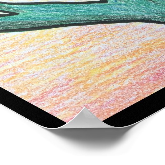 サウスウエストデザートスカルフォークアート ポスター (角)