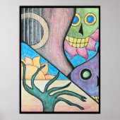 サウスウエストデザートスカルフォークアート ポスター (正面)