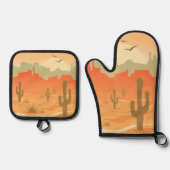 サウスウエストデザートデザイン 鍋つかみ&鍋敷きセット (正面)