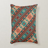サウスウエストトライバルパターンターコイズテラコッタ アクセントクッション (正面(垂直))