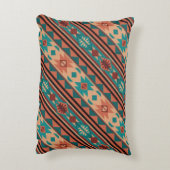 サウスウエストトライバルパターンターコイズテラコッタ アクセントクッション (裏面(縦))