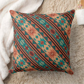 サウスウエストトライバルパターンターコイズテラコッタ クッション (ブランケット)