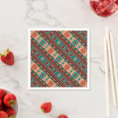 サウスウエストトライバルパターンターコイズテラコッタ スタンダードカクテルナプキン (インサイチュ)