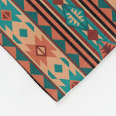 サウスウエストトライバルパターンターコイズテラコッタ フリースブランケット (角)