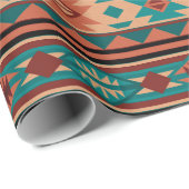サウスウエストトライバルパターンターコイズテラコッタ ラッピングペーパー (ロールコーナー)