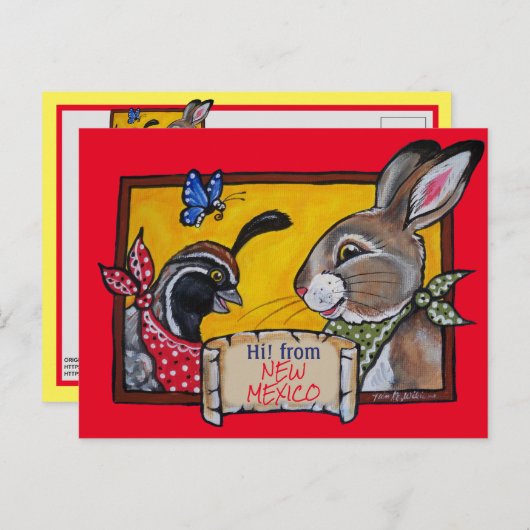 サウスウエストニューメキシコうさぎウワイル砂漠のお土産 ポストカード (正面/裏面)
