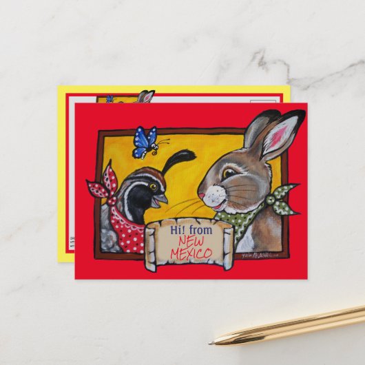 サウスウエストニューメキシコうさぎウワイル砂漠のお土産 ポストカード (正面/裏面インサイチュ)
