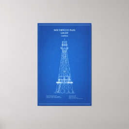 サウスウエストパスライトハウス – ルイジアナ州 – AD キャンバスプリント