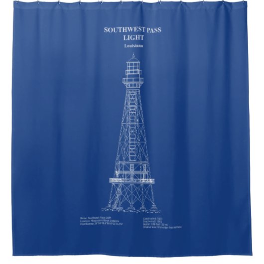 サウスウエストパスライトハウス – ルイジアナ州 – AD シャワーカーテン (正面)