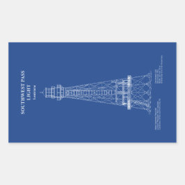 サウスウエストパスライトハウス – ルイジアナ州 – AD 長方形シール