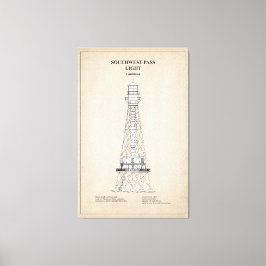 サウスウエストパスライトハウス – ルイジアナ – SBD キャンバスプリント