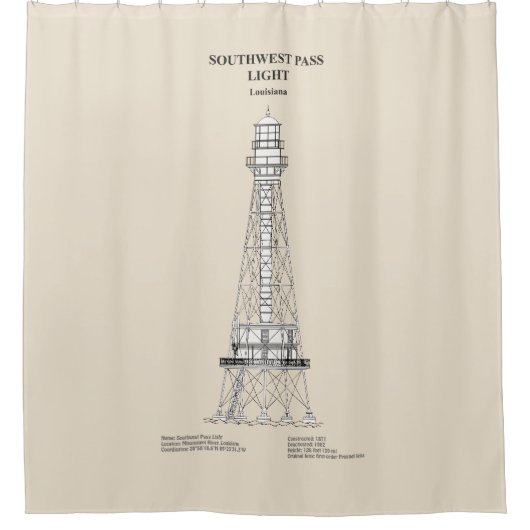 サウスウエストパスライトハウス – ルイジアナ – SBD シャワーカーテン (正面)