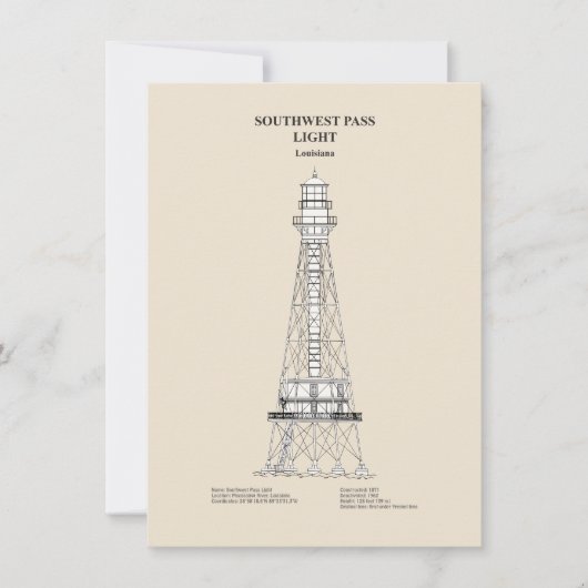 サウスウエストパスライトハウス – ルイジアナ – SBD ノートカード (正面)