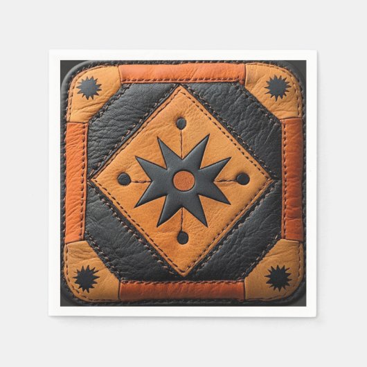 サウスウエストビューティフルカントリースタイルレザー スタンダードカクテルナプキン (正面)