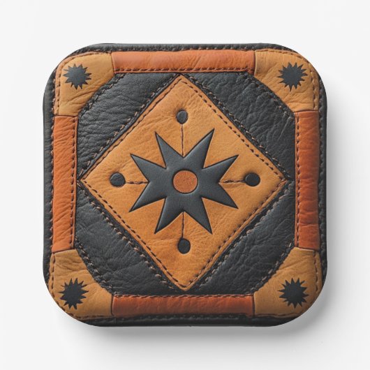 サウスウエストビューティフルカントリースタイルレザー ペーパープレート (正面)