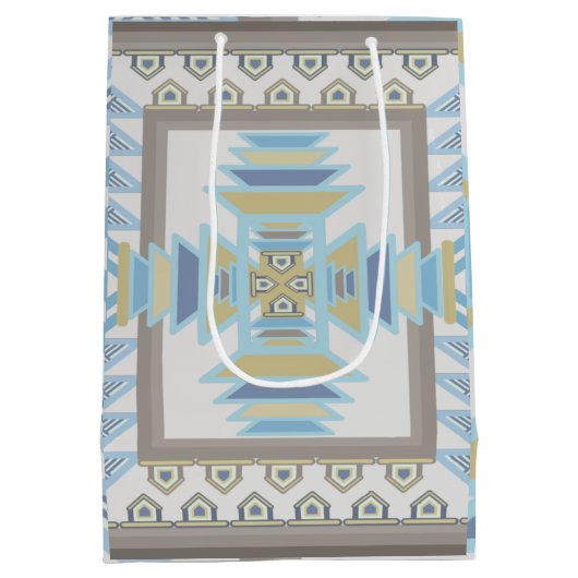 サウスウエストブルースインディアンブランケットアートデザイン ミディアムペーパーバッグ (裏面)