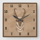 サウスウエストプロングホーンアンテロープスクエアウォール時計 スクエア壁時計 (正面)