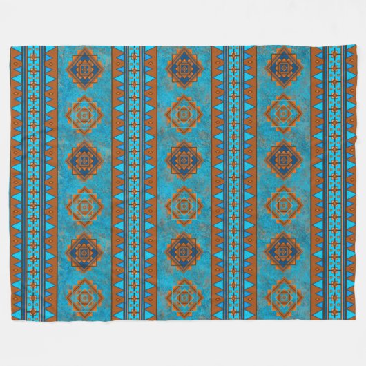 サウスウエストマウンテンピークスジオメトリックプリント フリースブランケット (正面(横))