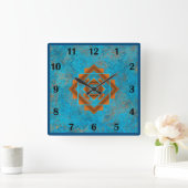 サウスウエストマウンテンピークスターコイズレギュラースタイル スクエア壁時計 (ホーム)