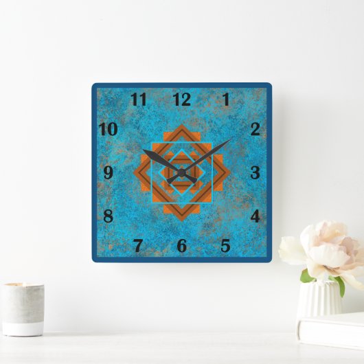 サウスウエストマウンテンピークスターコイズレギュラースタイル スクエア壁時計 (ホーム)