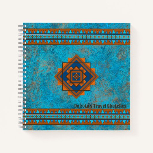 サウスウエストマウンテンピークスターコイズ パーソナライズされた ノートブック (正面)