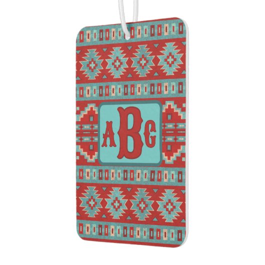 サウスウエストメサスターコイズアンドレッドデザインモノグラム カーエアーフレッシュナー (左)