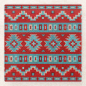 サウスウエストメサスターコイズ&レッド ガラスコースター (正面)