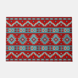 サウスウエストメサスターコイズ&レッド ドアマット