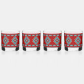 サウスウエストメサスレッドとターコイズ ウイスキーグラス (正面)