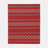 サウスウエストメサスレッド&ターコイズ中 フリースブランケット (正面)