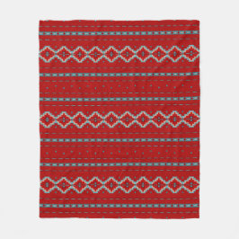 サウスウエストメサスレッド&ターコイズ中 フリースブランケット