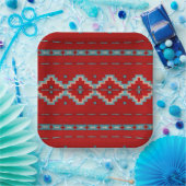 サウスウエストメサスレッド&ターコイズ幾何学的デザイン ペーパープレート (パーティー)