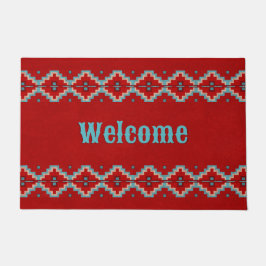 サウスウエストメサスレッド&ターコイズ パーソナライズされた ドアマット
