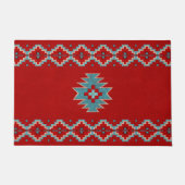 サウスウエストメサスレッド&ターコイズ パーソナライズされた ドアマット (正面)