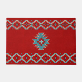 サウスウエストメサスレッド&ターコイズ パーソナライズされた ドアマット